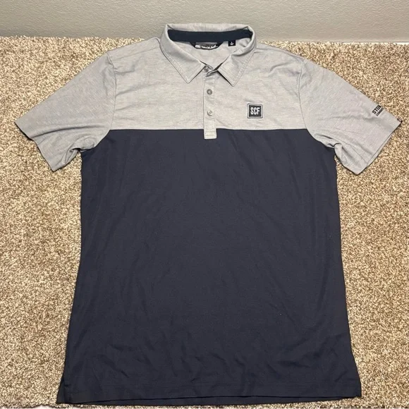 Travis Mathew Gray and Navy Polo Shirt - Picture 2 of 11